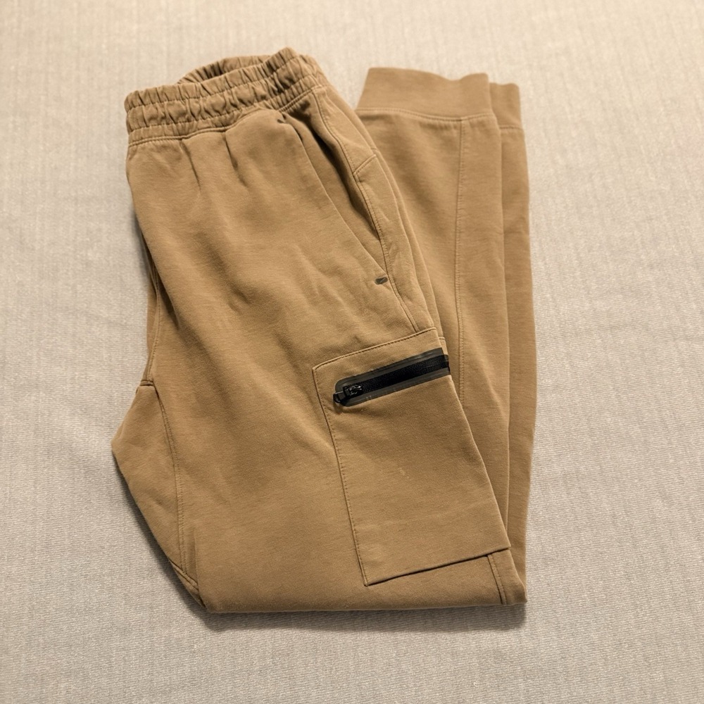 Mens Cargo Jogger Pants Old Navy Dynamic Fleece Brown Medium Zip Pockets
